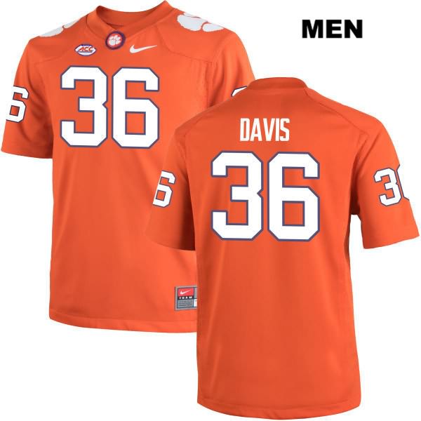 Men's Clemson Tigers #36 Judah Davis Stitched Orange Authentic Nike NCAA College Football Jersey OWJ1646AY